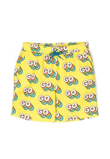 Stella McCartney Kids Go print swimming shorts - Giallo