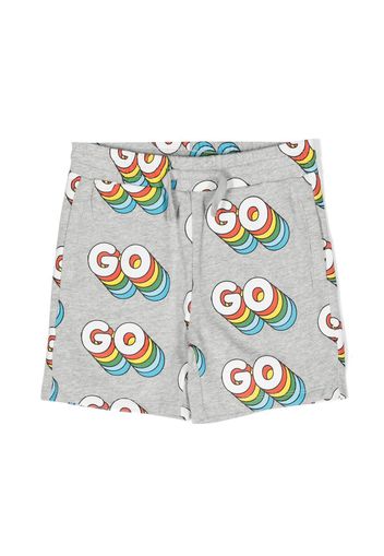 Stella McCartney Kids Go print track shorts - Grigio