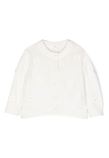 Stella McCartney Kids floral-embroidered button-front cardigan - Bianco