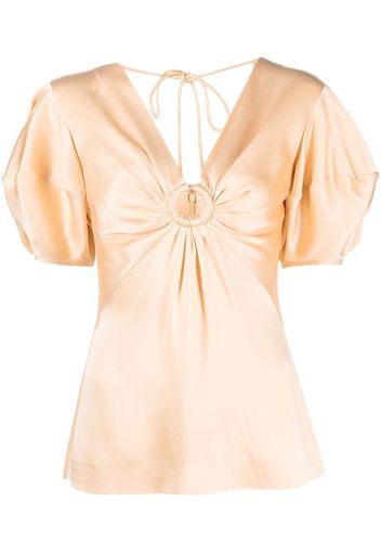 Stella McCartney puff-sleeve ruched blouse - Toni neutri