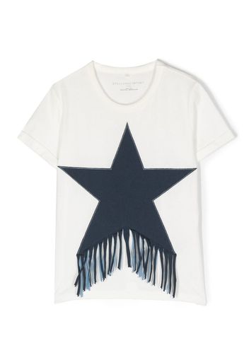 Stella McCartney Kids star-print fringe-detail T-shirt - Bianco