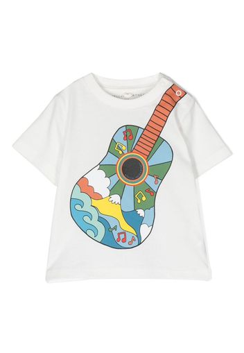 Stella McCartney Kids guitar-print cotton T-shirt - Bianco