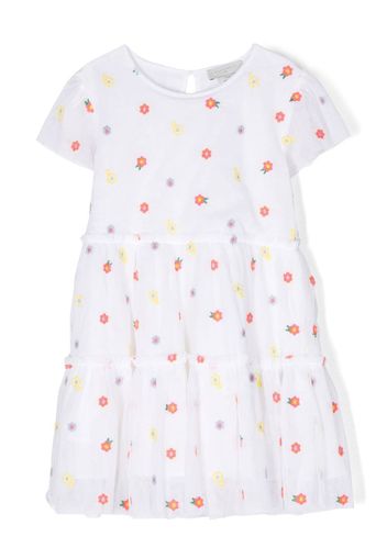 Stella McCartney Kids floral-print tiered dress - Bianco