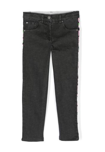 Stella McCartney Kids striped-trim slim jeans - Nero