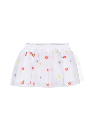 Stella McCartney Kids floral-embroidered tutu skirt - Bianco