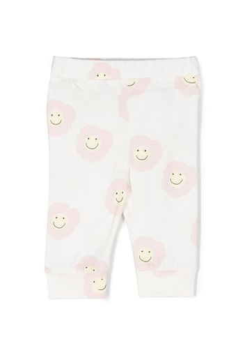 Stella McCartney Kids smiley floral-print trousers - Bianco