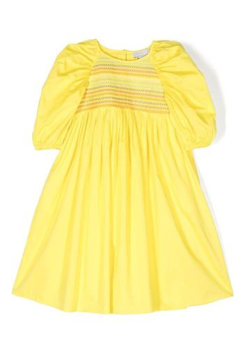 Stella McCartney Kids gathered-detail puff-sleeves dress - Giallo