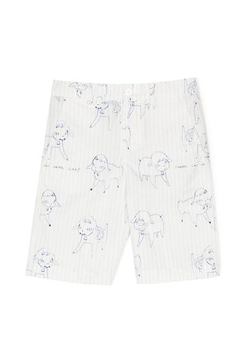 Stella McCartney Kids pinstripe doodle-print shorts - Bianco