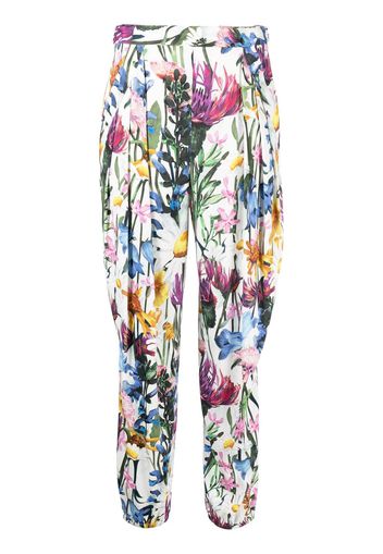 Stella McCartney floral-print tappered trousers - Bianco