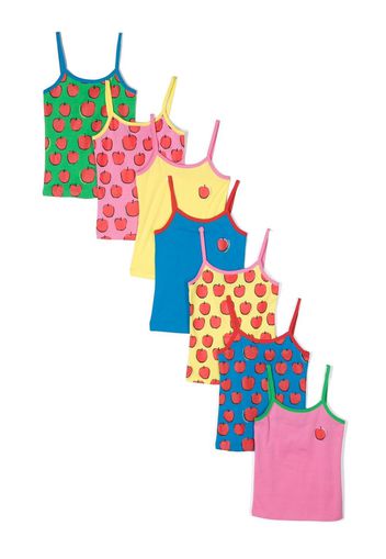 Stella McCartney Kids pack of 7 logo-print cotton vests - Rosa