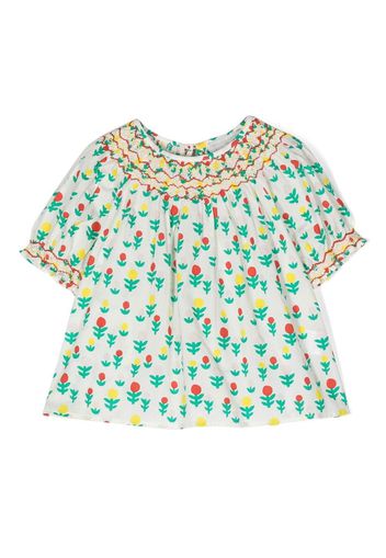 Stella McCartney Kids floral-print short-sleeved blouse - Bianco