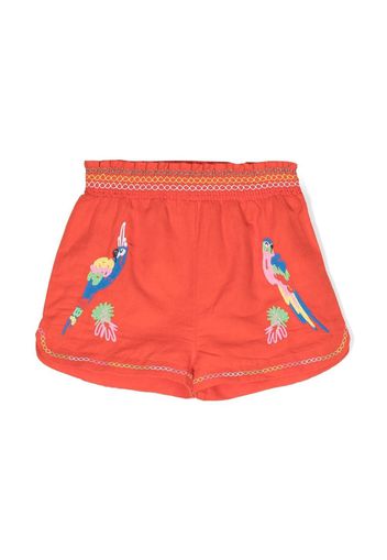 Stella McCartney Kids embroidered parrots casual shorts - Rosso