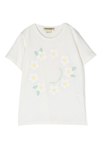 Stella McCartney Kids daisy-print logo T-shirt - Bianco