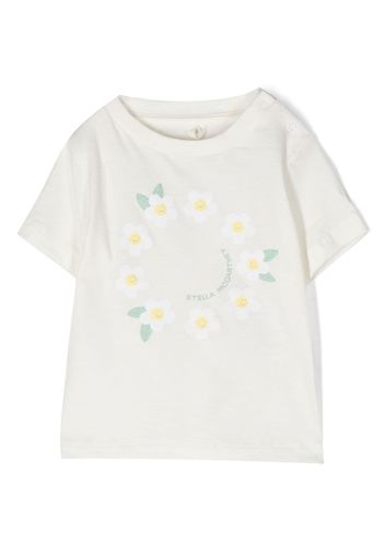 Stella McCartney Kids daisy-print logo T-shirt - Bianco