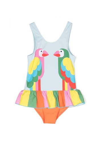 Stella McCartney Kids graphic-print ruffled swimsuit - Blu