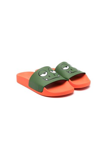 Stella McCartney Kids face-print opent-toe slides - Arancione