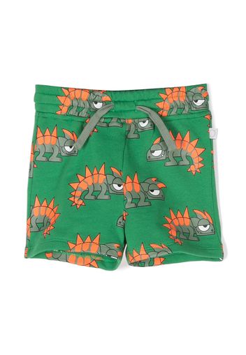 Stella McCartney Kids dinosaur-motif cotton short - Verde