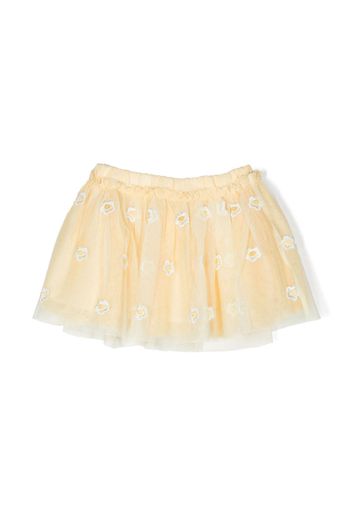 Stella McCartney Kids floral-embroidered tulle-overlay skirt - Giallo