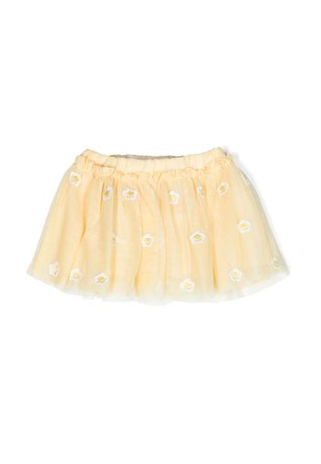 Stella McCartney Kids floral-embroidered tulle miniskirt - Giallo