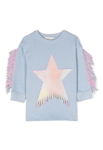 Stella McCartney Kids fringed star-patch sweatshirt - Blu