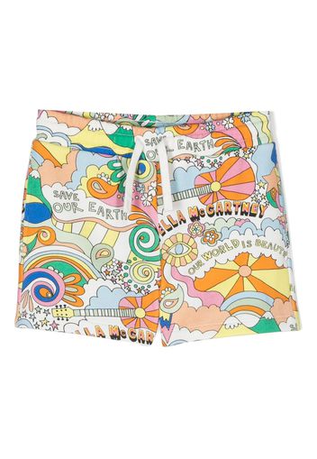 Stella McCartney Kids graphic-print cotton shorts - Bianco