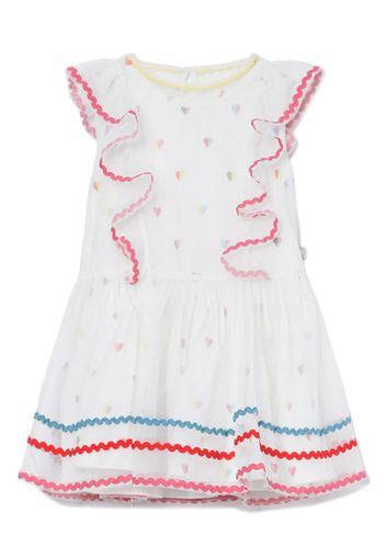 Stella McCartney Kids heart-print ruffled dress - Bianco