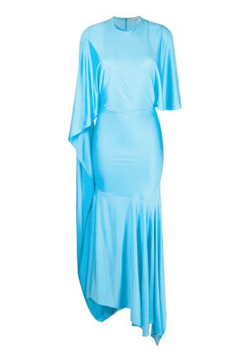 Stella McCartney cape-sleeve asymmetric maxi dress - Blu