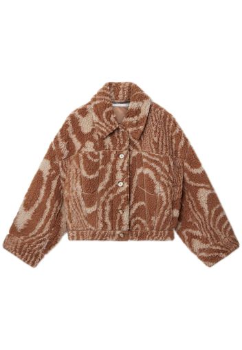 Stella McCartney Giacca in shearling con stampa - Marrone