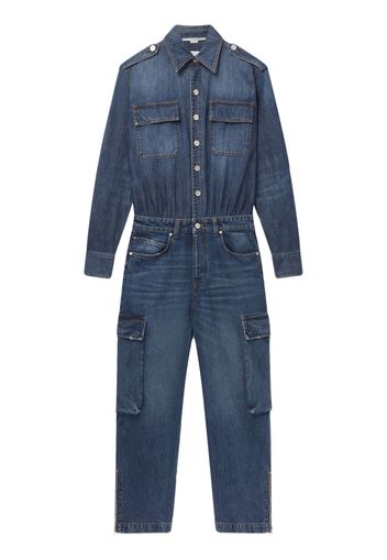 Stella McCartney Tuta intera denim in stile cargo - Blu