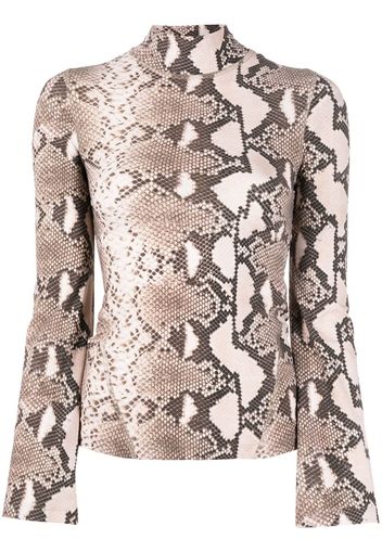 Stella McCartney leopard-print high neck top - Marrone