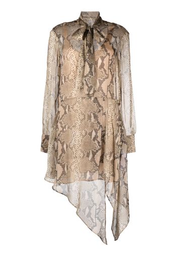 Stella McCartney python-print silk-chiffon midi dress - Marrone