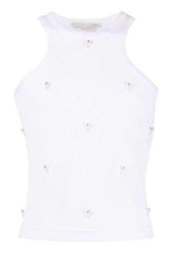 Stella McCartney pearl-embroidered racerfront tank top - Bianco