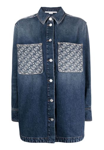 Stella McCartney graphic-print cotton denim shirt - Blu