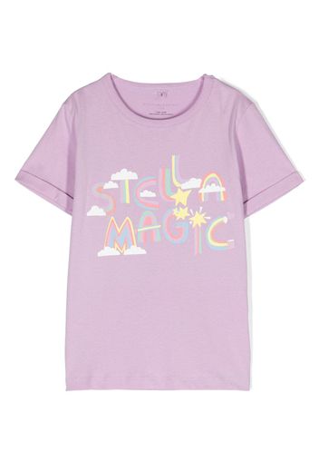 Stella McCartney Kids logo-print cotton T-shirt - Viola