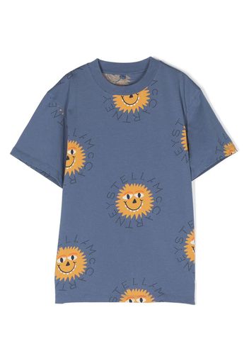 Stella McCartney Kids sun-print cotton T-shirt - Blu