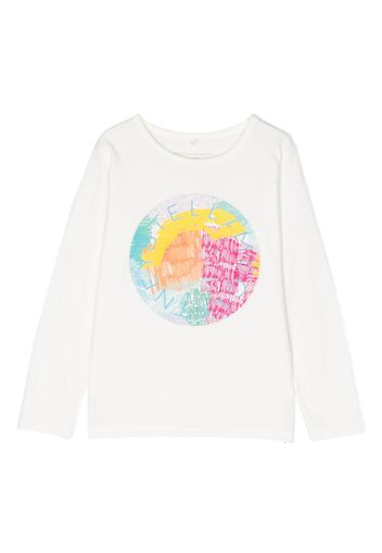 Stella McCartney Kids T-shirt a maniche lunghe con stampa - Bianco