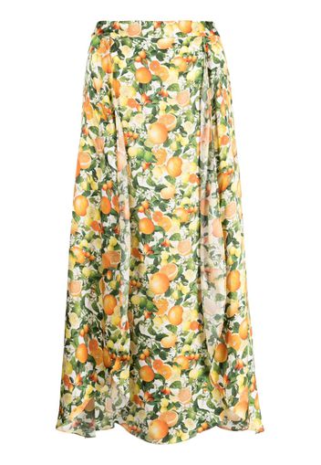 Stella McCartney fruit-print midi silk skirt - Verde