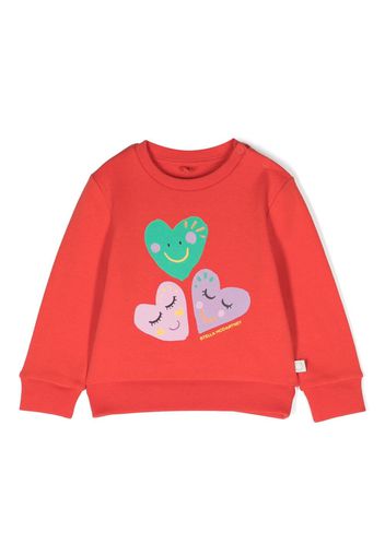 Stella McCartney Kids hearts-print cotton sweatshirt - Rosso