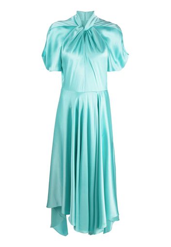 Stella McCartney asymmetric halterneck pleated dress - Blu