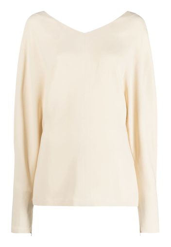 Stella McCartney stitched V-neck long-sleeve blouse - Toni neutri