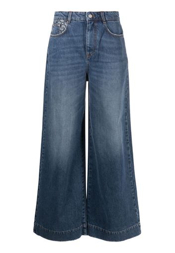 Stella McCartney logo-print wide-leg jeans - Blu