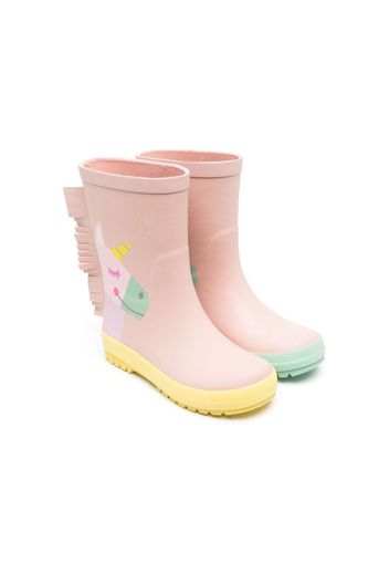 Stella McCartney Kids Unicorn-print fringed wellies - Rosa