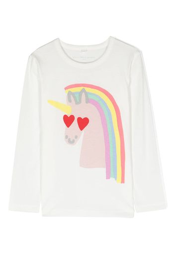 Stella McCartney Kids unicorn-print long-sleeve T-shirt - Bianco