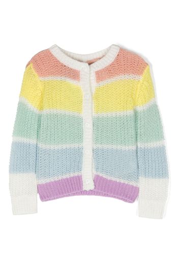 Stella McCartney Kids stripe-pattern round-neck cardigan - Bianco