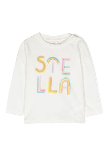 Stella McCartney Kids rainbow logo-print cotton T-shirt - Bianco