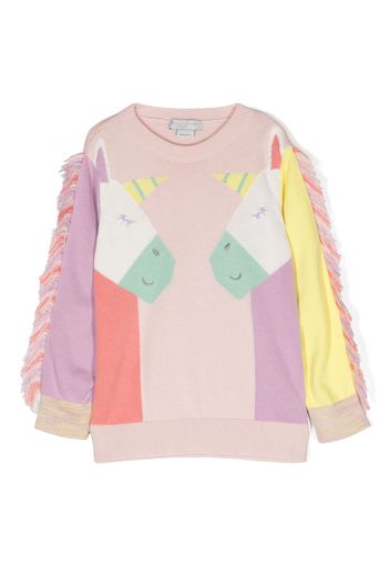 Stella McCartney Kids unicorn-print frayed-edge sweatshirt - Rosa