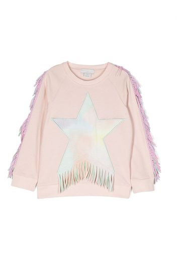 Stella McCartney Kids star-patch frayed sweatshirt - Rosa