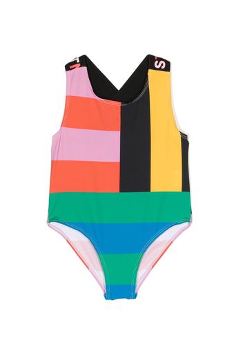 Stella McCartney Kids Costume intero girocollo con stampa - Arancione