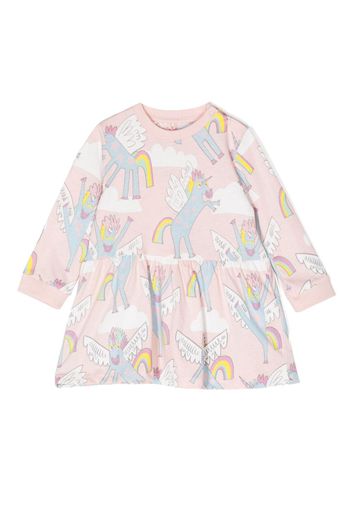 Stella McCartney Kids Rainbow Unicorn-print cotton dress - Rosa