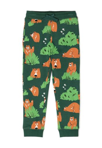 Stella McCartney Kids bear-print cotton trousers - Verde